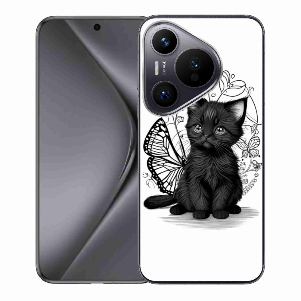 Gélový kryt mmCase na Huawei Pura 70 - čierne mačiatko