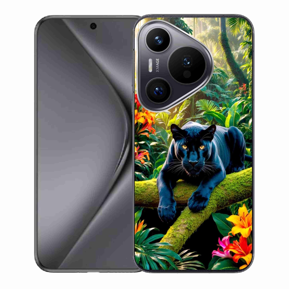 Gélový kryt mmCase na Huawei Pura 70 - čierny panter v džungli