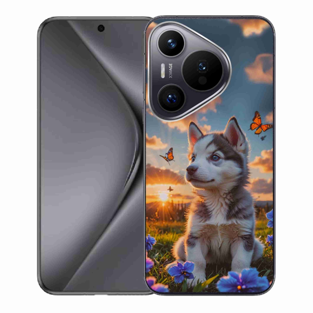 Gélový kryt mmCase na Huawei Pura 70 - husky pri západe slnka