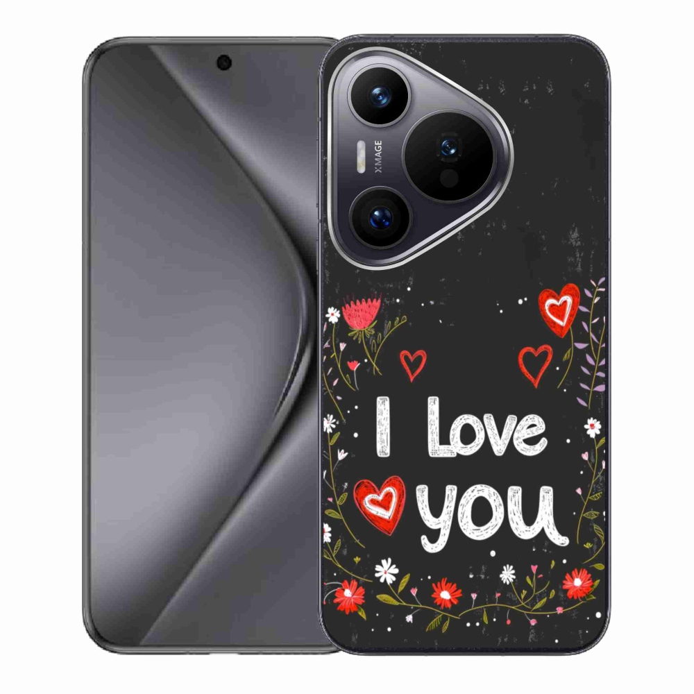 Gélový kryt mmCase na Huawei Pura 70 - I love you čierne pozadie