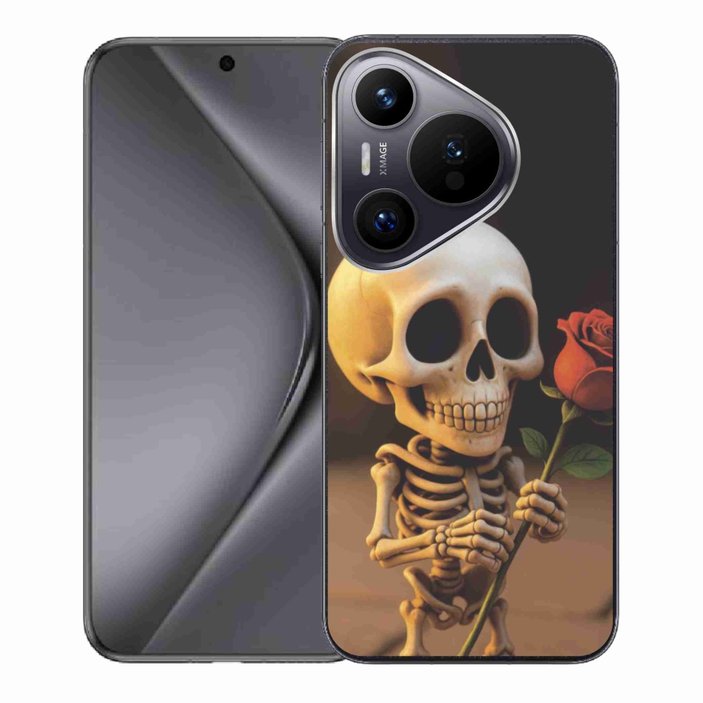 Gélový kryt mmCase na Huawei Pura 70 - kostlivec s ružou