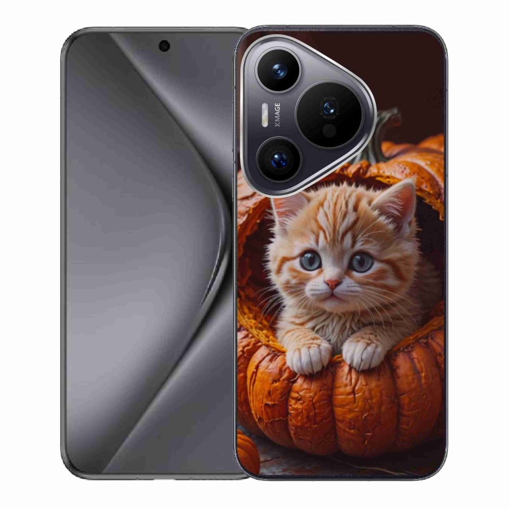 Gélový kryt mmCase na Huawei Pura 70 - mačiatko a tekvica 2