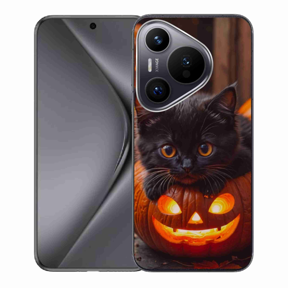 Gélový kryt mmCase na Huawei Pura 70 - mačiatko a tekvica