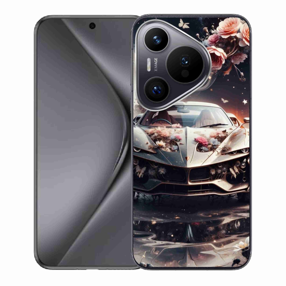 Gélový kryt mmCase na Huawei Pura 70 - kvetinový športový automobil