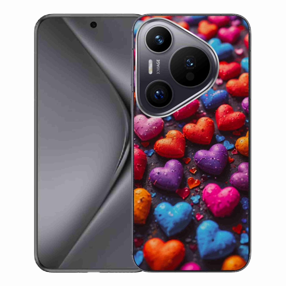 Gélový kryt mmCase na Huawei Pura 70 Pro - farebné srdcia