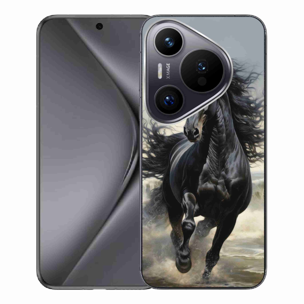 Gélový kryt mmCase na Huawei Pura 70 Pro - bežiaci čierny kôň