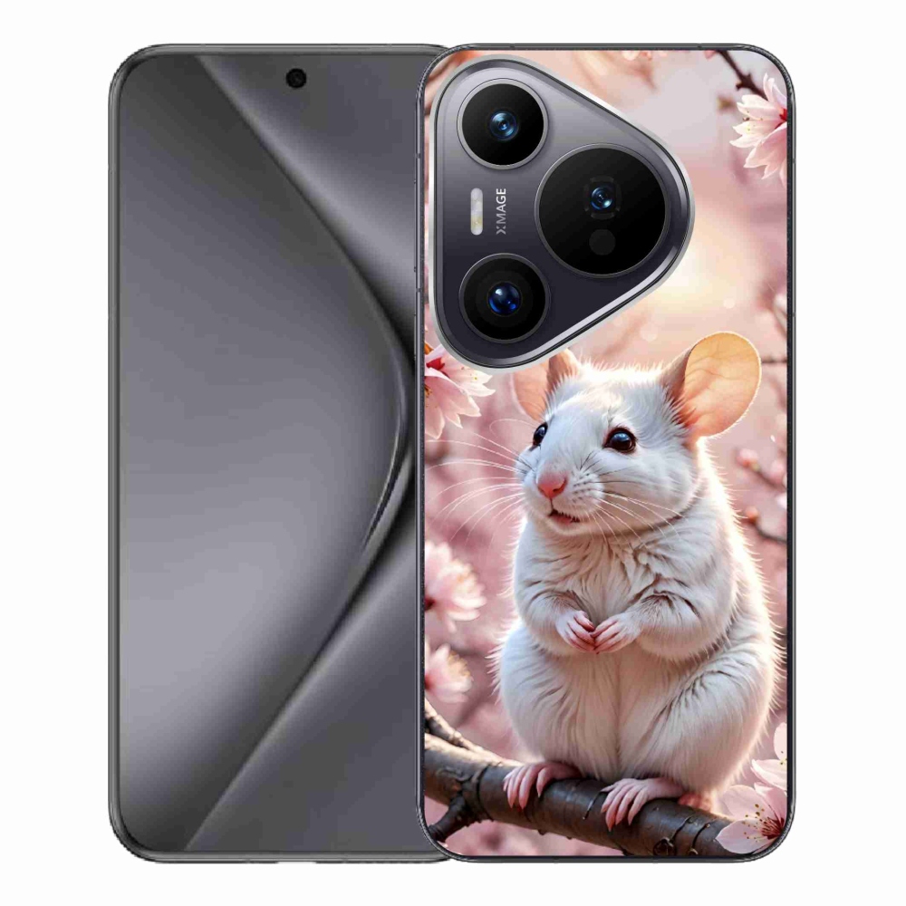 Gélový kryt mmCase na Huawei Pura 70 Pro - biela myš na vetve