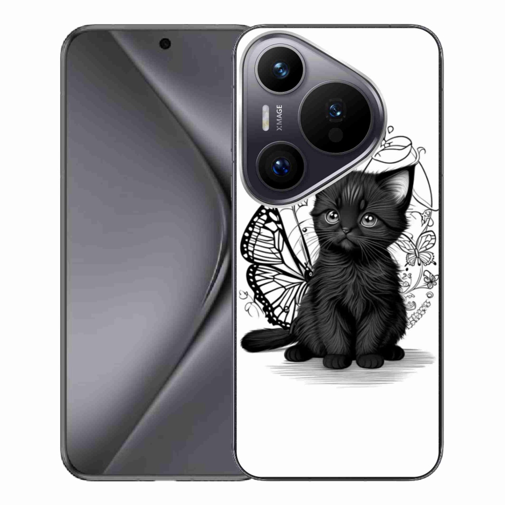 Gélový kryt mmCase na Huawei Pura 70 Pro - čierne mačiatko