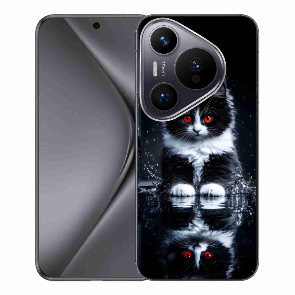 Gélový kryt mmCase na Huawei Pura 70 Pro - čiernobiele mačiatko