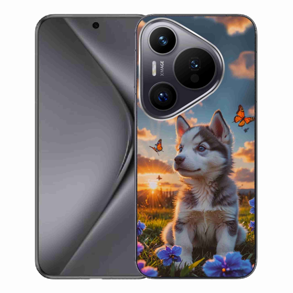 Gélový kryt mmCase na Huawei Pura 70 Pro - husky pri západe slnka