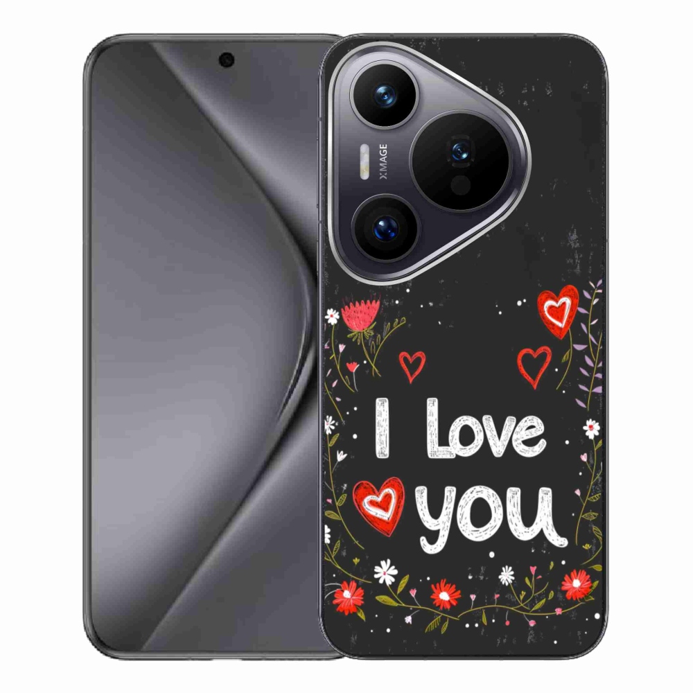 Gélový kryt mmCase na Huawei Pura 70 Pro - I love you čierne pozadie