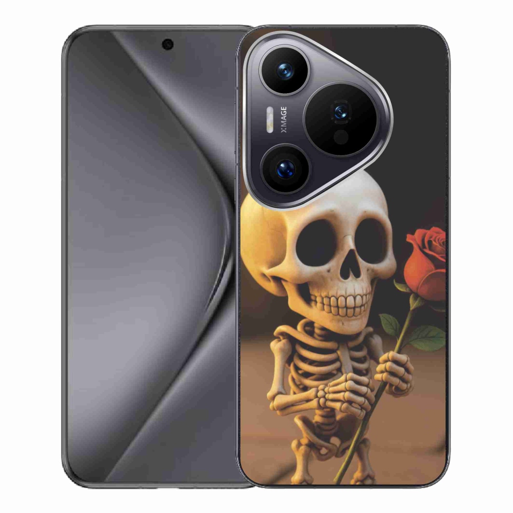 Gélový kryt mmCase na Huawei Pura 70 Pro - kostlivec s ružou