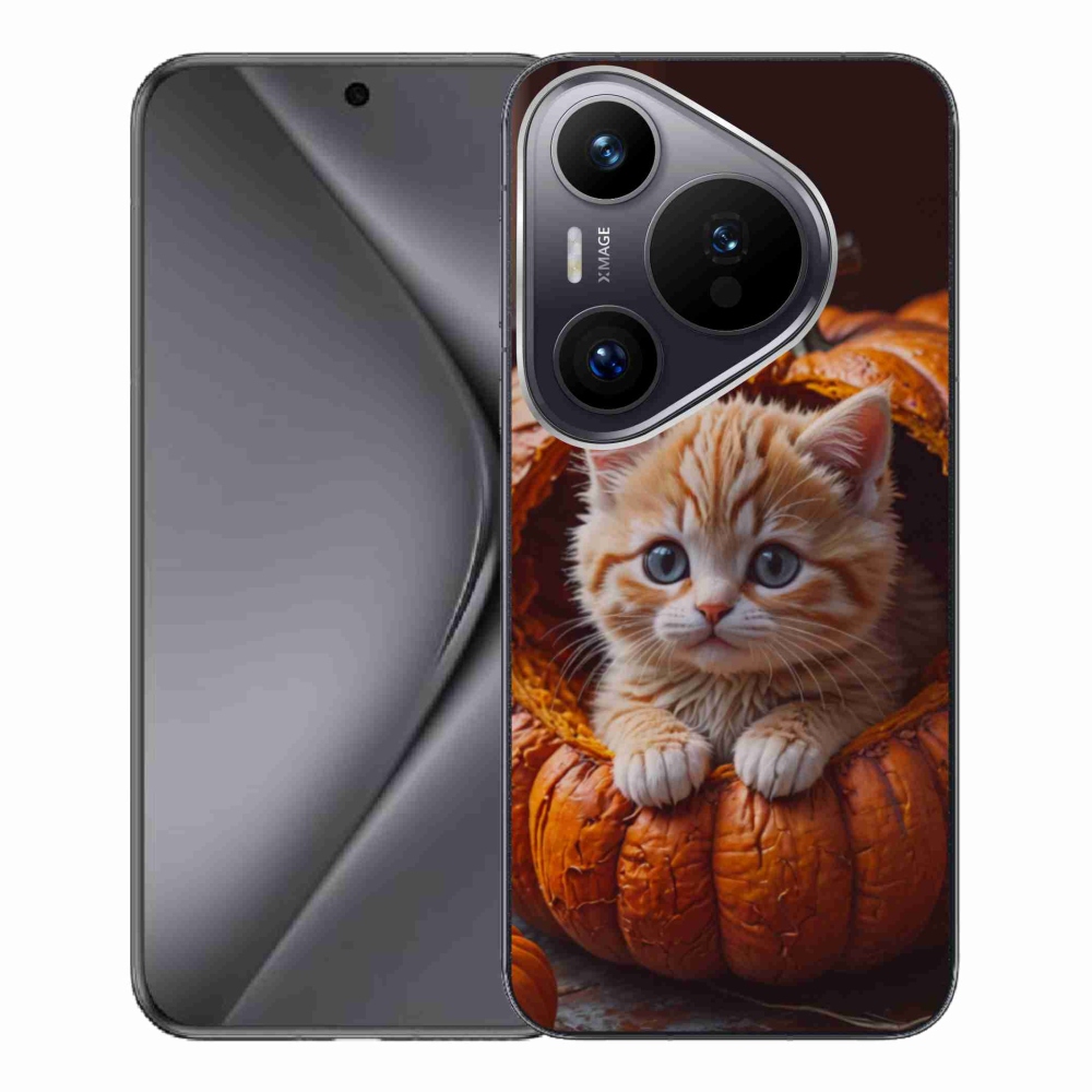 Gélový kryt mmCase na Huawei Pura 70 Pro - mačiatko a tekvica 2
