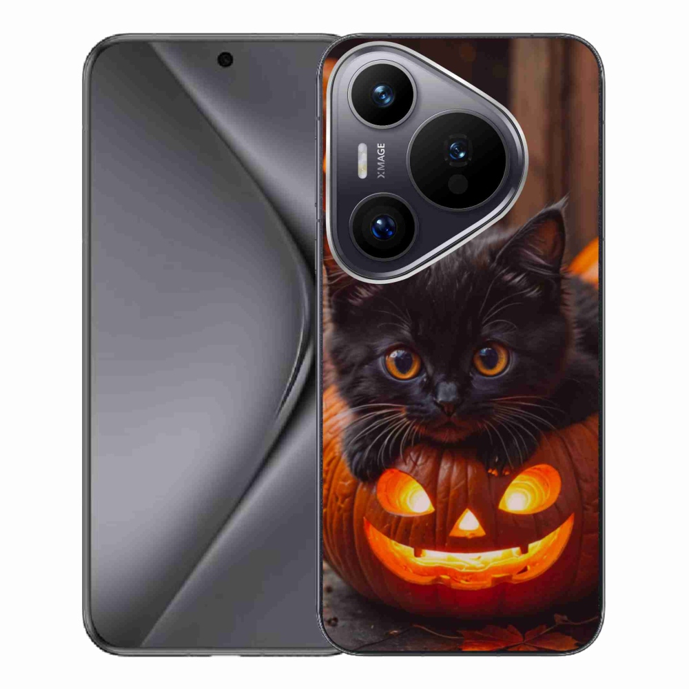 Gélový kryt mmCase na Huawei Pura 70 Pro - mačiatko a tekvica