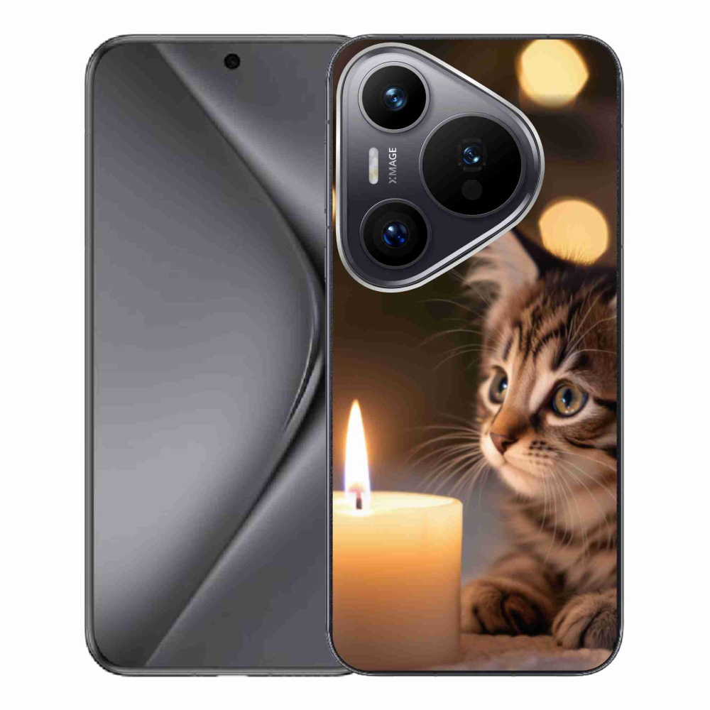 Gélový kryt mmCase na Huawei Pura 70 Pro - mačiatko a sviečka