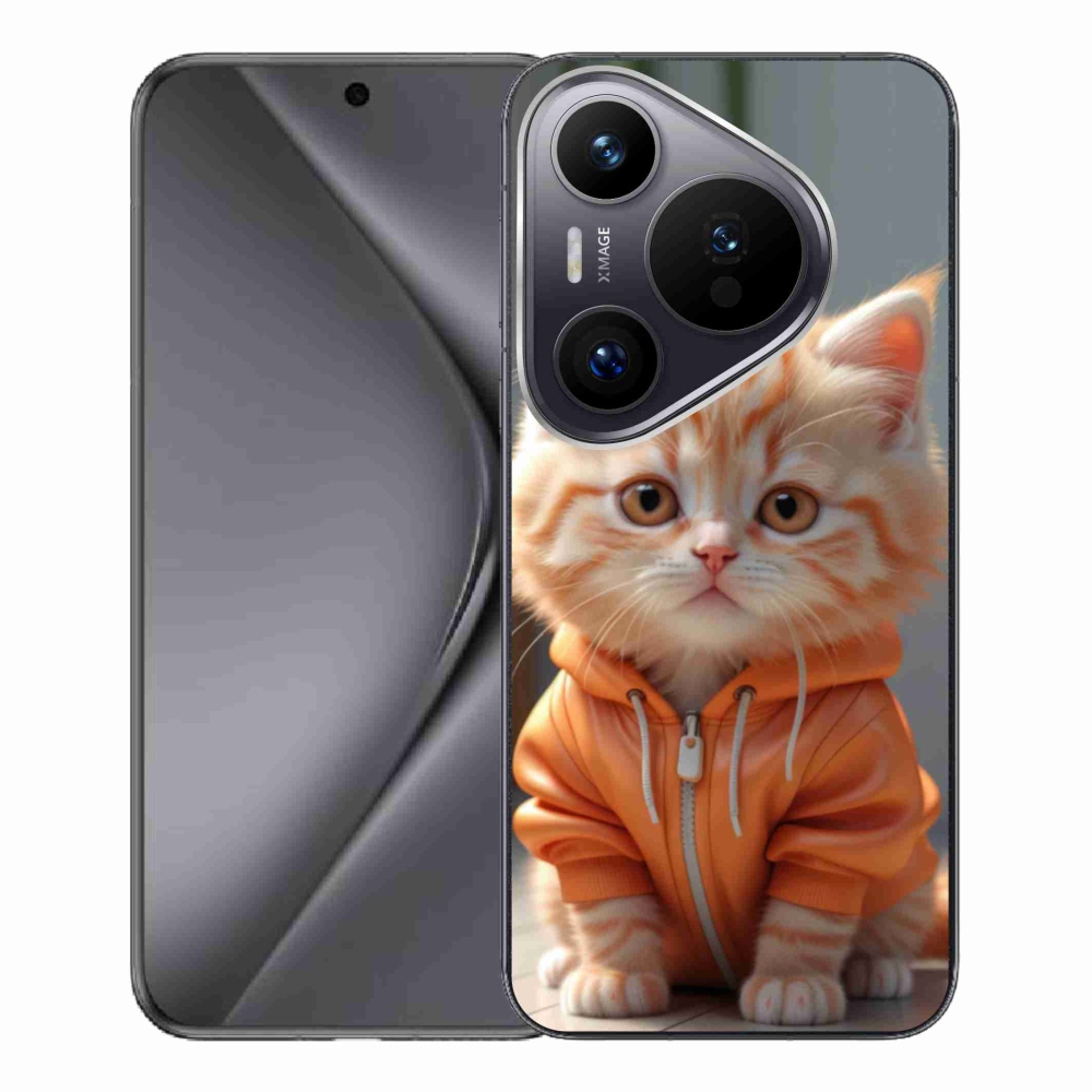 Gélový kryt mmCase na Huawei Pura 70 Pro - mačiatko v mikine