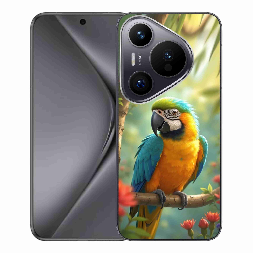 Gélový kryt mmCase na Huawei Pura 70 Pro - papagáj ara modrožltá