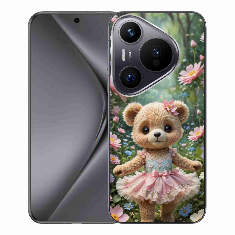 Gélový kryt mmCase na Huawei Pura 70 Pro - roztomilý medvedík v kvetoch