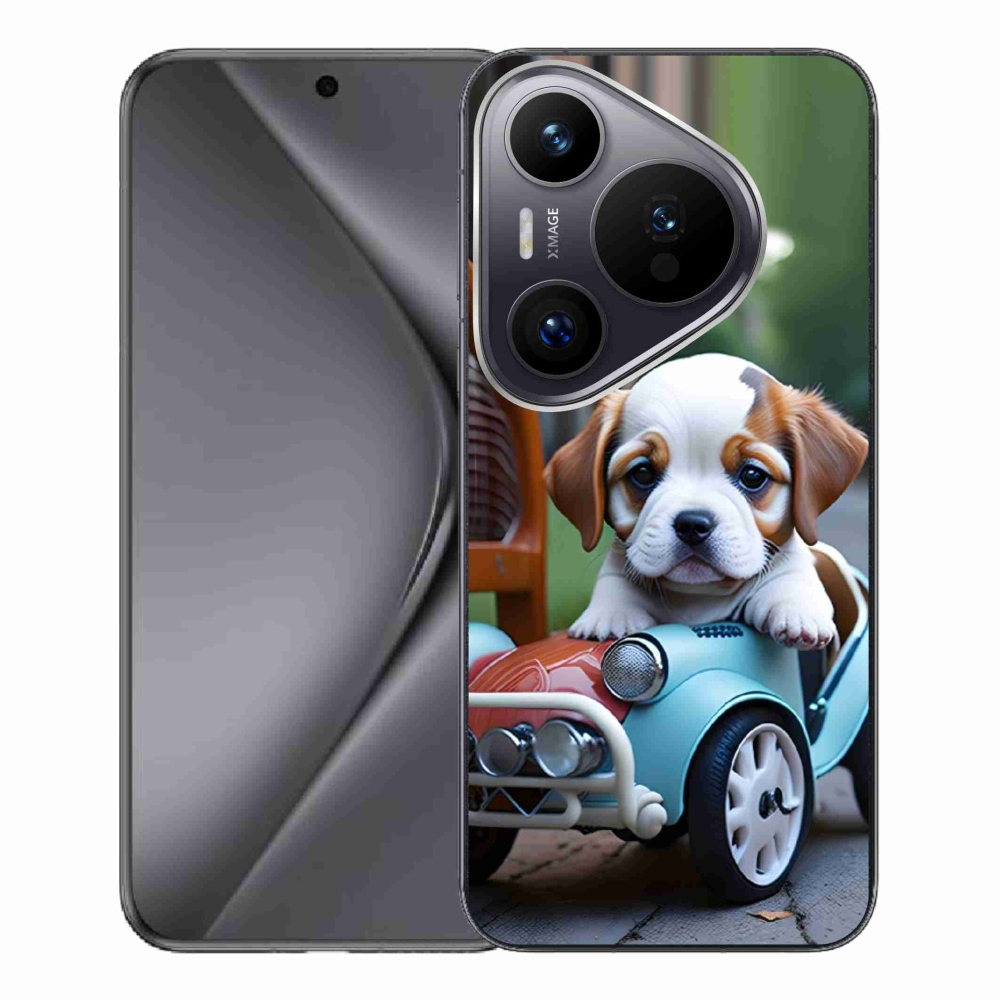 Gélový kryt mmCase na Huawei Pura 70 Pro - šteňa v retro aute