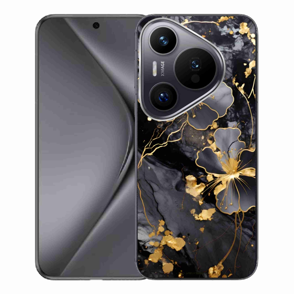 Gélový kryt mmCase na Huawei Pura 70 Pro - zlaté kvety