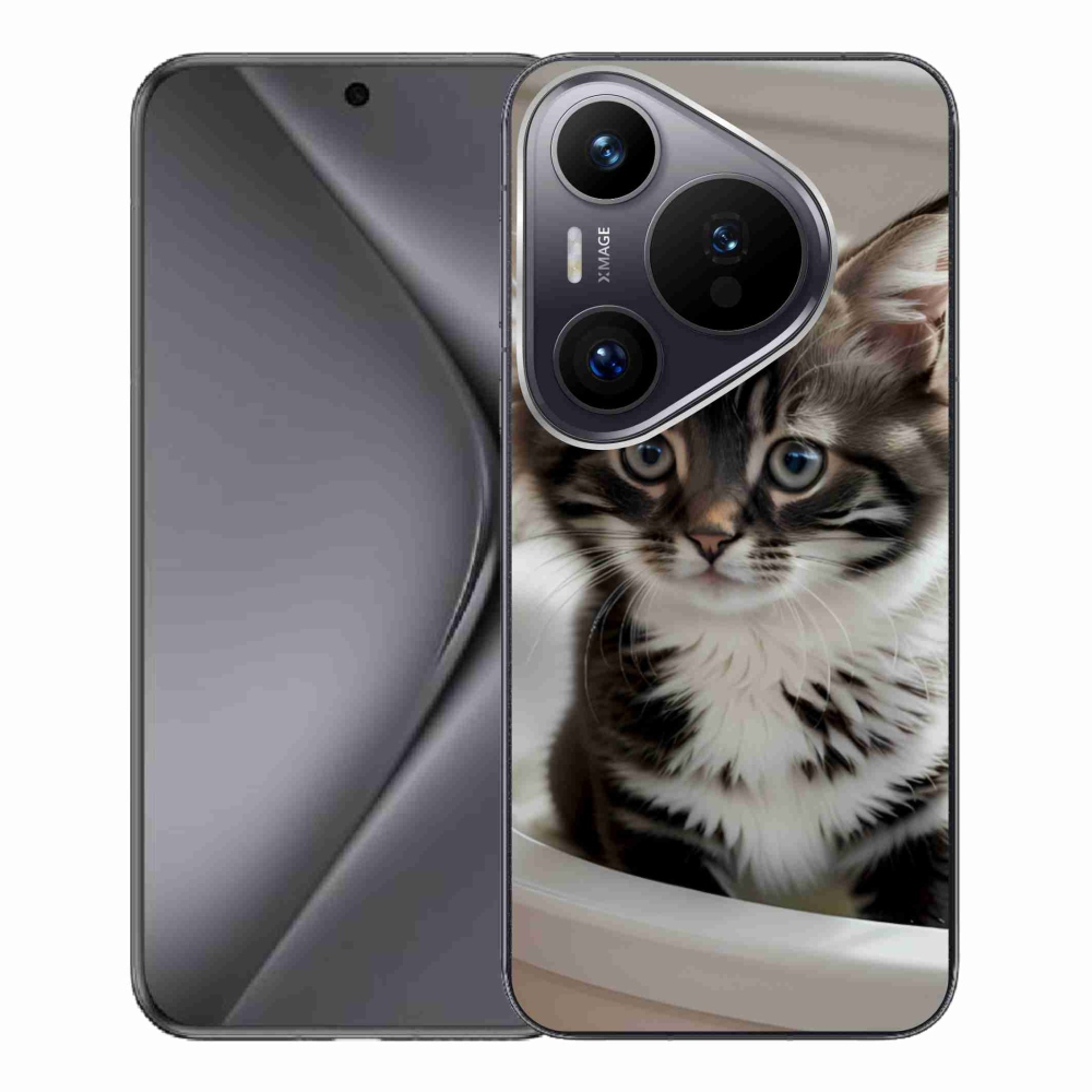 Gélový kryt mmCase na Huawei Pura 70 Pro - zvedavé mačiatko