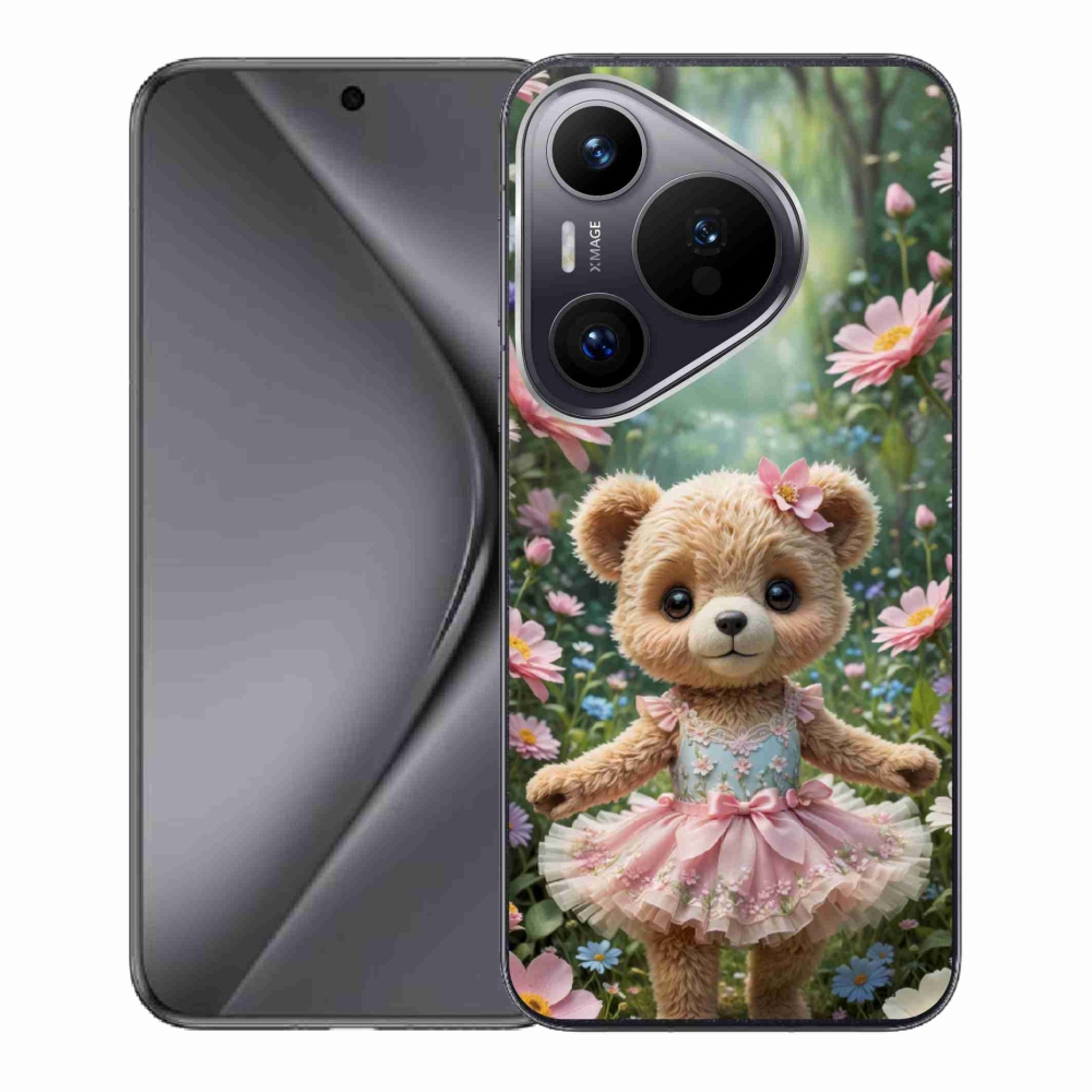 Gélový kryt mmCase na Huawei Pura 70 - roztomilý medvedík v kvetoch