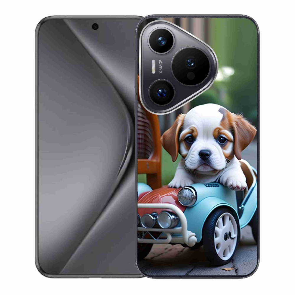 Gélový kryt mmCase na Huawei Pura 70 - šteňa v retro aute