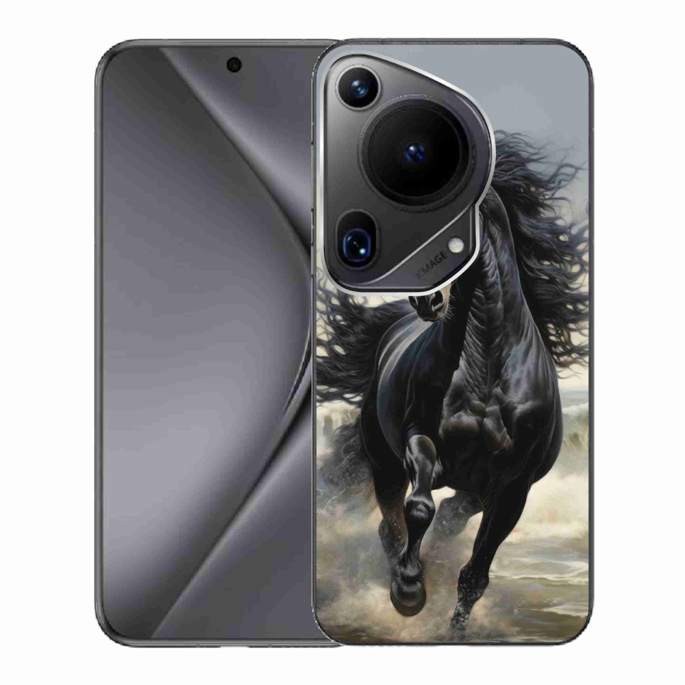 Gélový kryt mmCase na Huawei Pura 70 Ultra - bežiaci čierny kôň