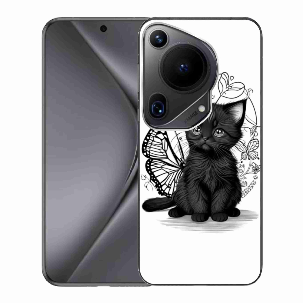 Gélový kryt mmCase na Huawei Pura 70 Ultra - čierne mačiatko