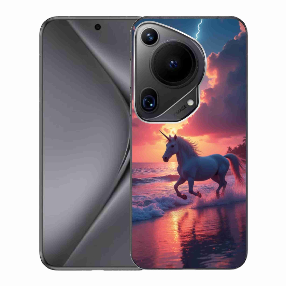 Gélový kryt mmCase na Huawei Pura 70 Ultra - jednorožec na pláži