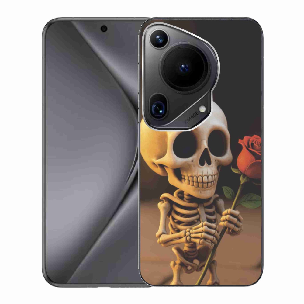 Gélový kryt mmCase na Huawei Pura 70 Ultra - kostlivec s ružou