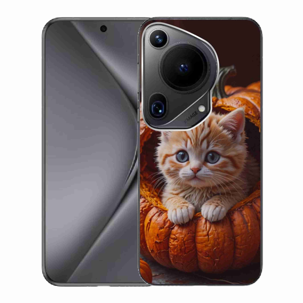 Gélový kryt mmCase na Huawei Pura 70 Ultra - mačiatko a tekvica 2