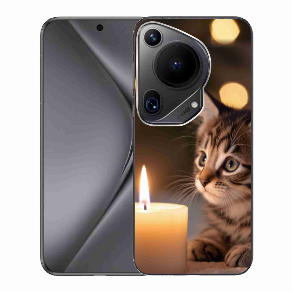 Gélový kryt mmCase na Huawei Pura 70 Ultra - mačiatko a sviečka