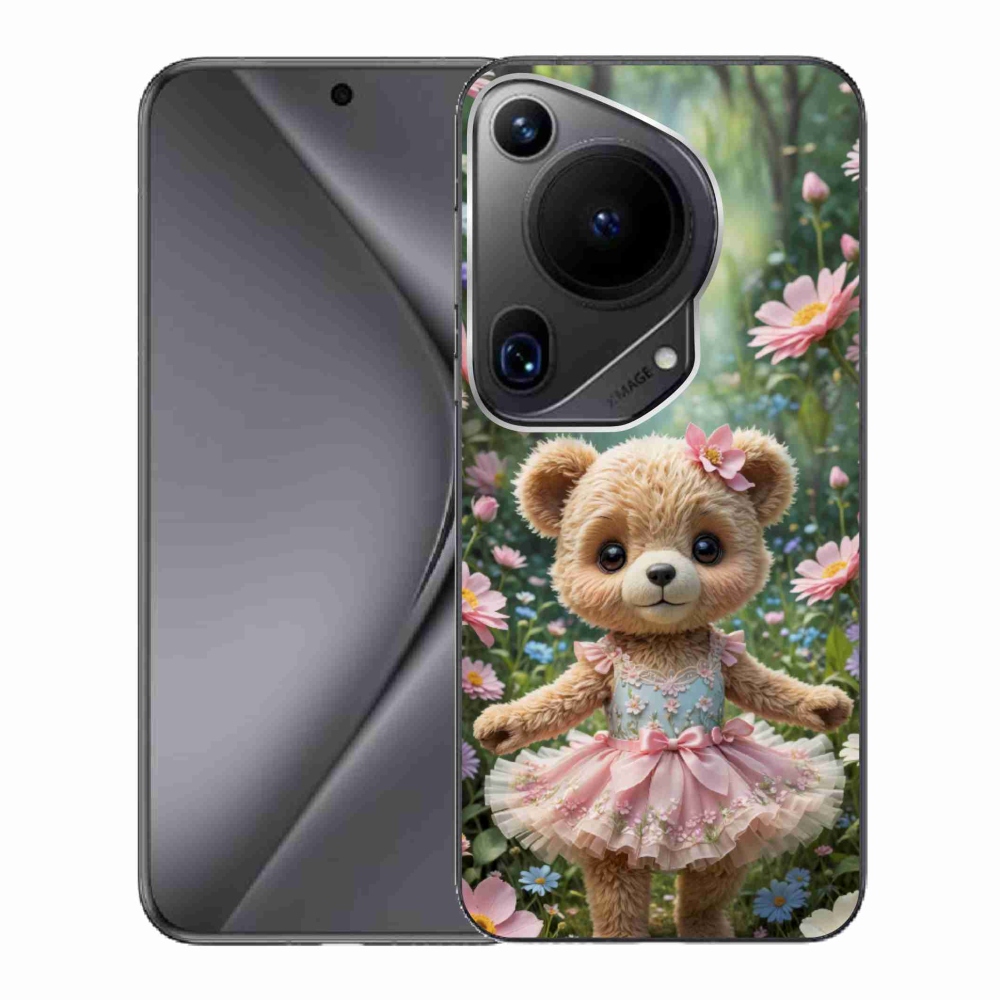 Gélový kryt mmCase na Huawei Pura 70 Ultra - roztomilý medvedík v kvetoch