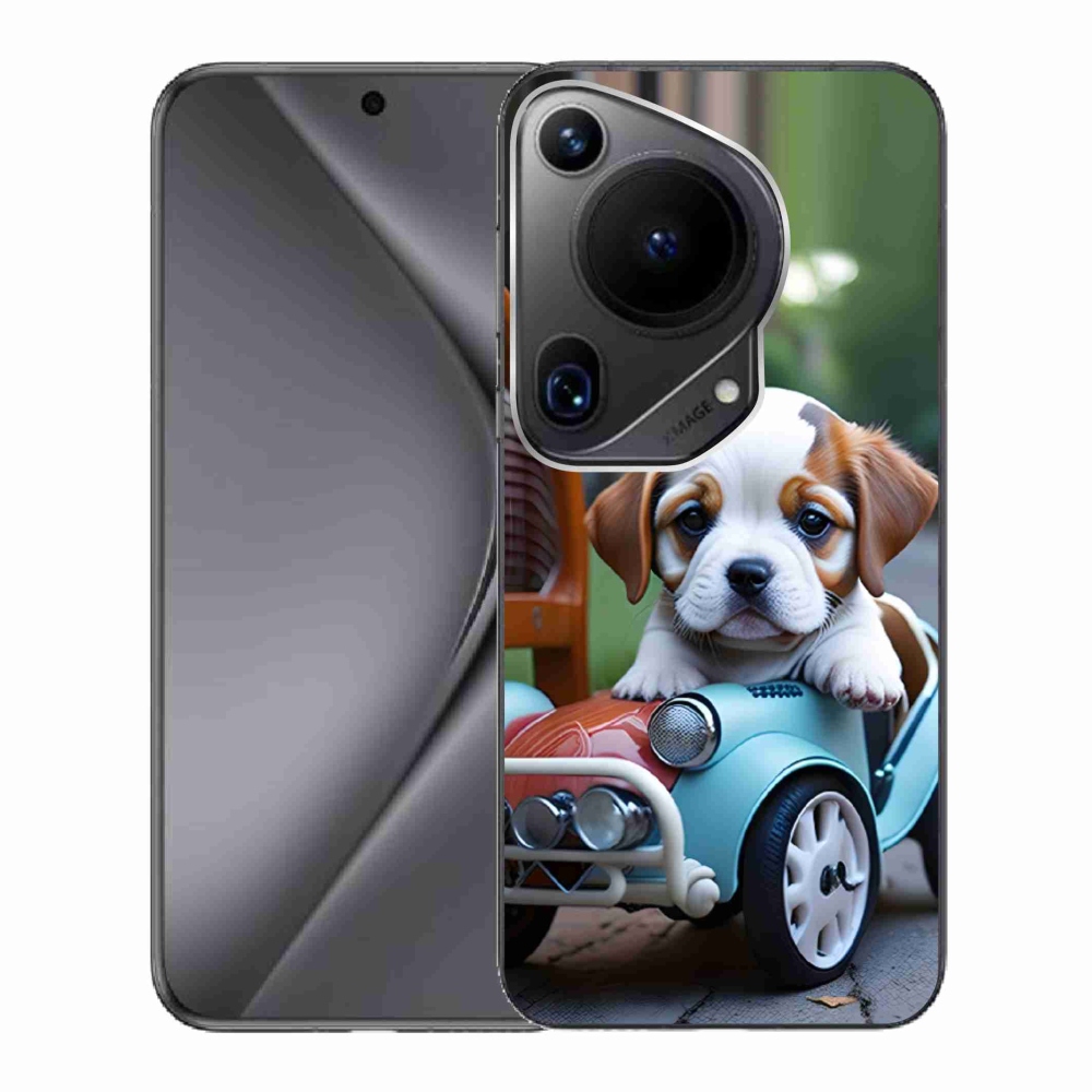 Gélový kryt mmCase na Huawei Pura 70 Ultra - šteňa v retro aute