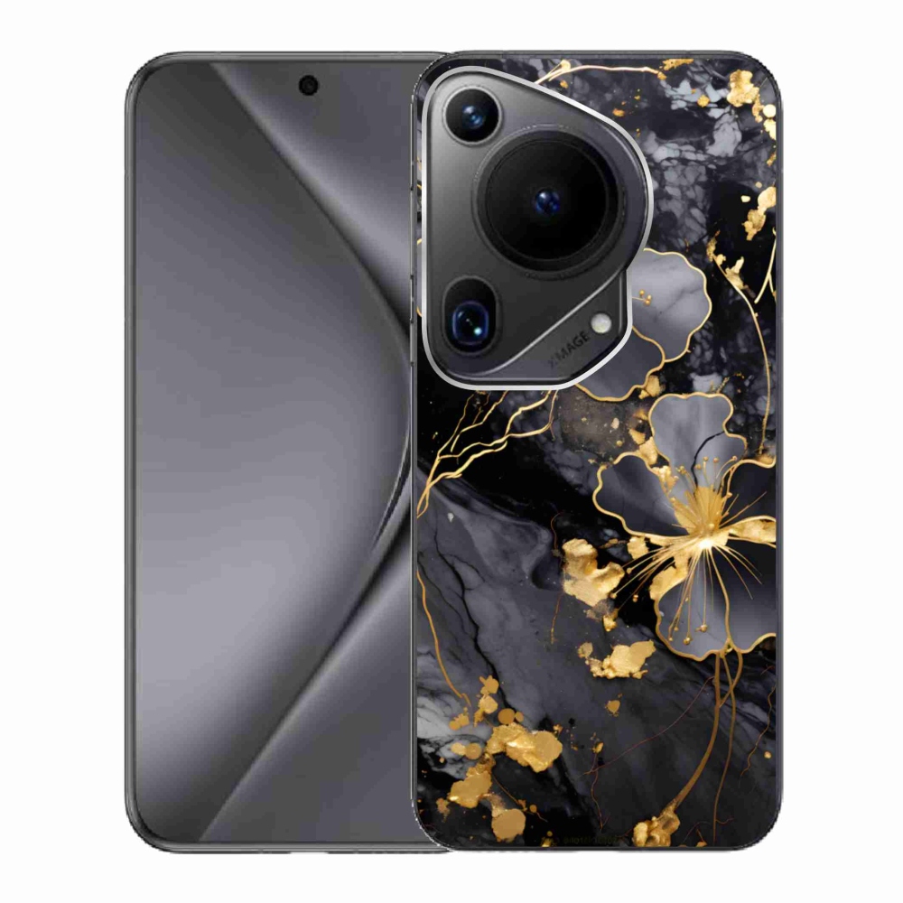 Gélový kryt mmCase na Huawei Pura 70 Ultra - zlaté kvety