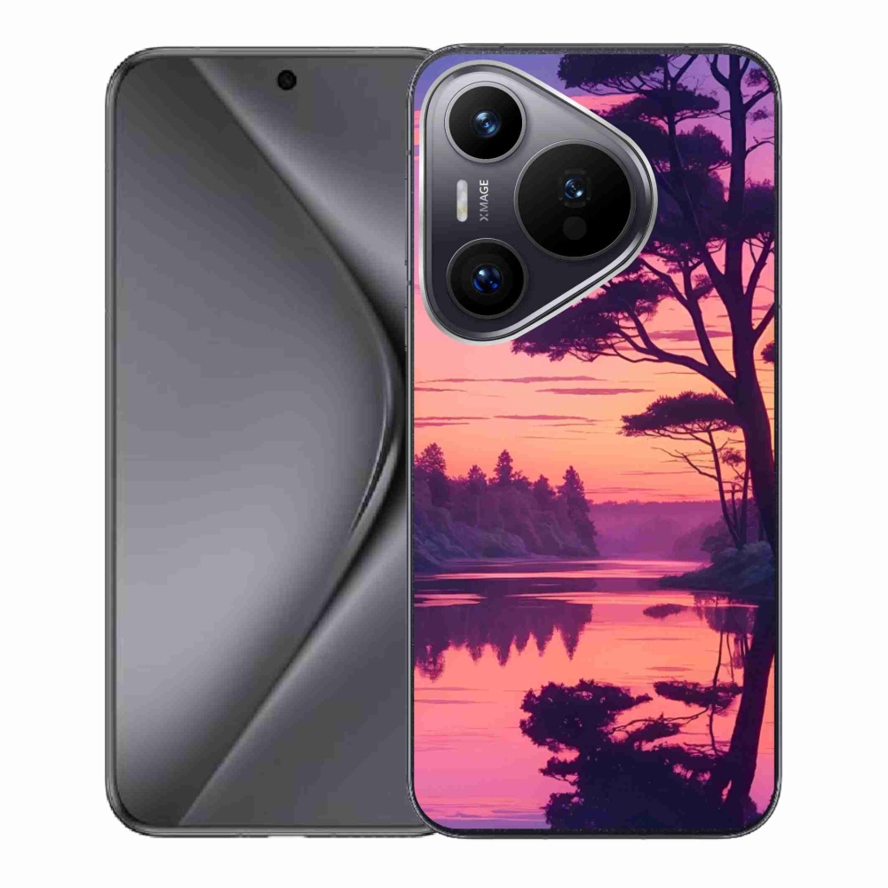 Gélový kryt mmCase na Huawei Pura 70 - západ slnka nad jazerom