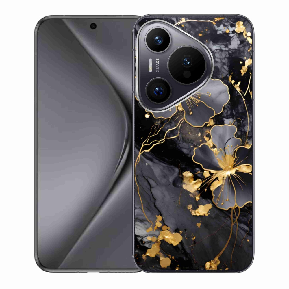 Gélový kryt mmCase na Huawei Pura 70 - zlaté kvety