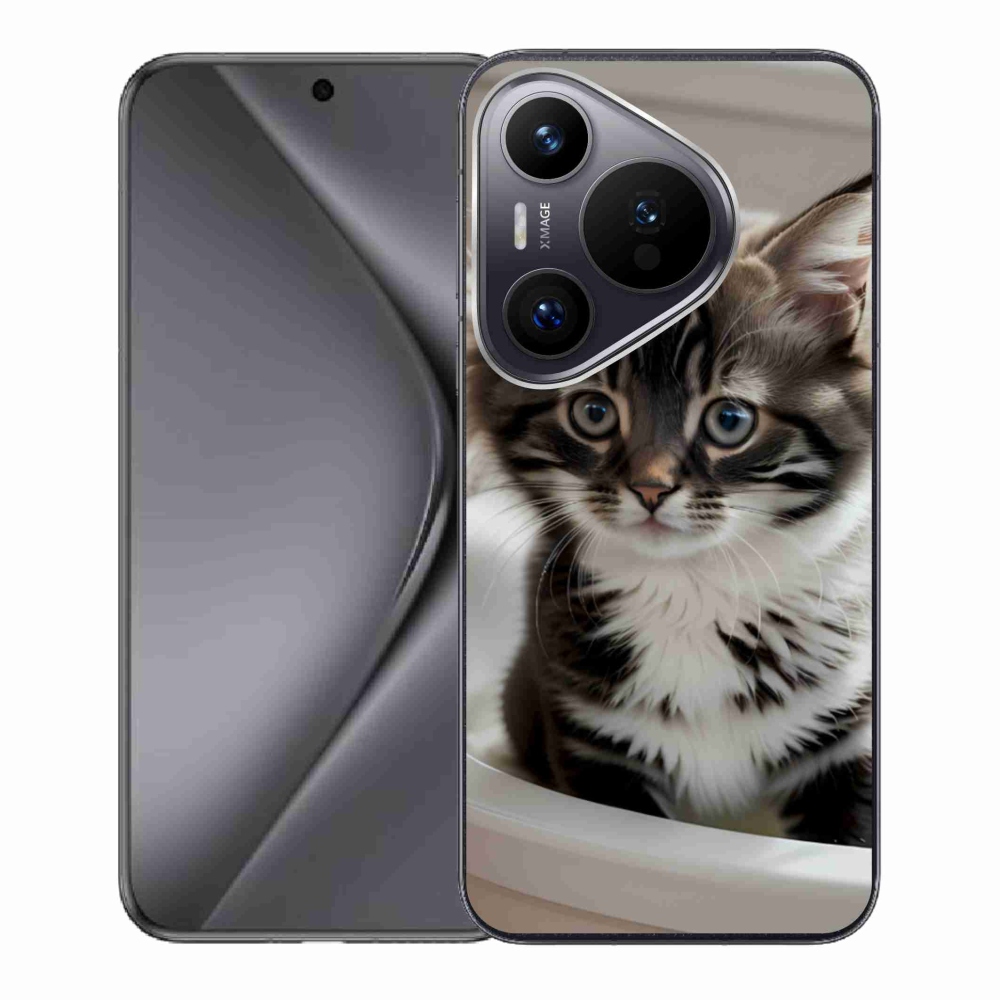 Gélový kryt mmCase na Huawei Pura 70 - zvedavé mačiatko