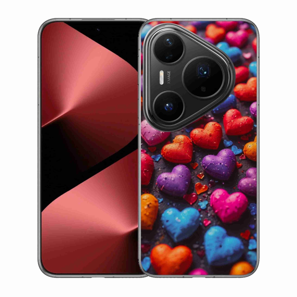 Gélový kryt mmCase na Huawei Pura 80 Pro - farebné srdcia