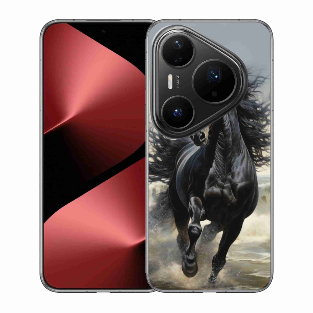 Gélový kryt mmCase na Huawei Pura 80 Pro - bežiaci čierny kôň