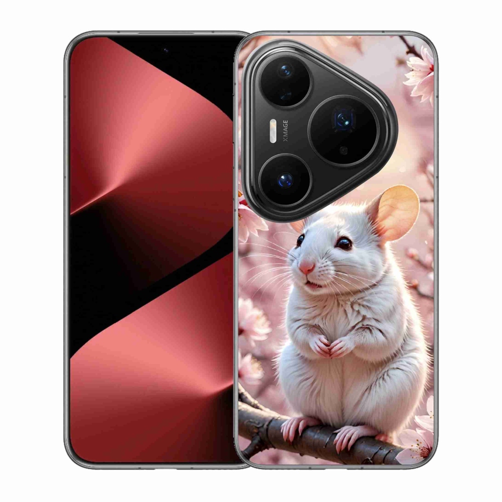 Gélový kryt mmCase na Huawei Pura 80 Pro - biela myš na vetve