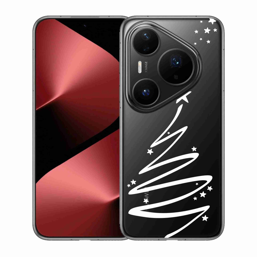 Gélový kryt mmCase na Huawei Pura 80 Pro - biely stromček na priehľadnom pozadí
