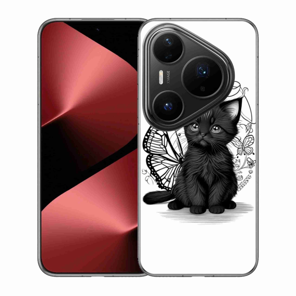 Gélový kryt mmCase na Huawei Pura 80 Pro - čierne mačiatko