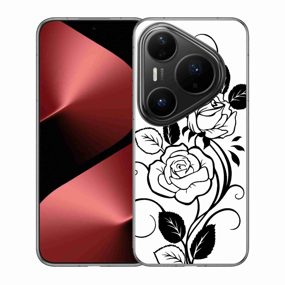 Gélový kryt mmCase na Huawei Pura 80 Pro - čiernobiela ruža