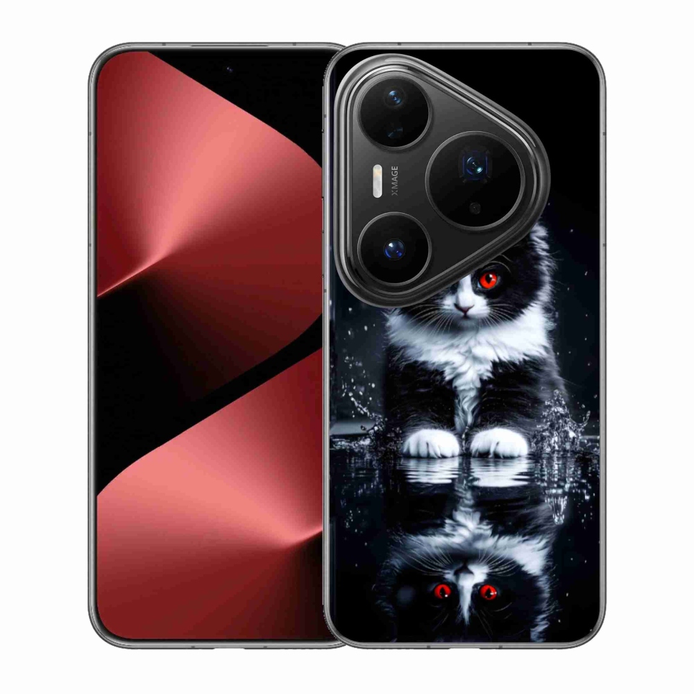 Gélový kryt mmCase na Huawei Pura 80 Pro - čiernobiele mačiatko