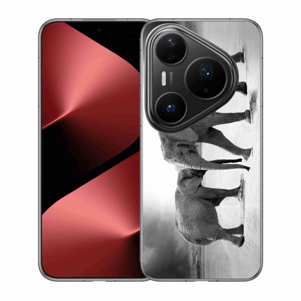 Gélový kryt mmCase na Huawei Pura 80 Pro - čiernobieli slony