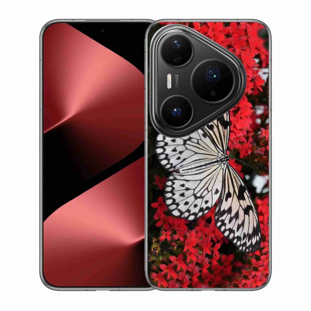 Gélový kryt mmCase na Huawei Pura 80 Pro - čiernobiely motýľ 1