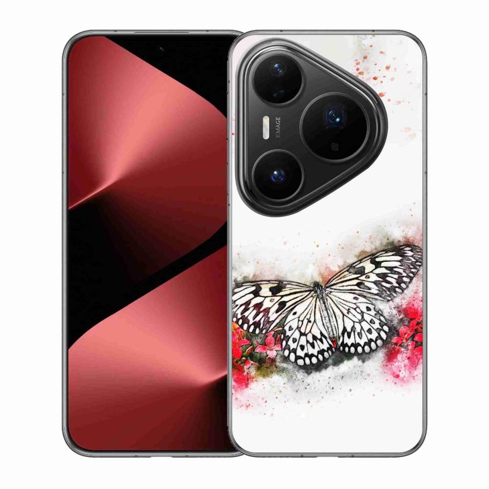 Gélový kryt mmCase na Huawei Pura 80 Pro - čiernobiely motýľ