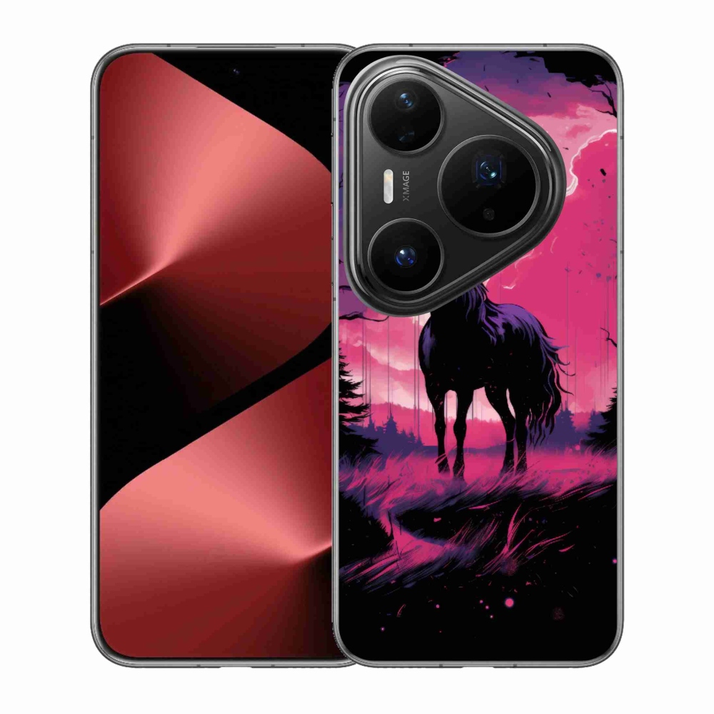 Gélový kryt mmCase na Huawei Pura 80 Pro - čierny kreslený kôň 1